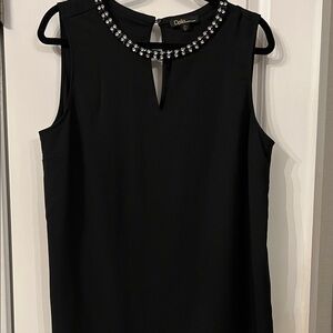 Dalia Black Top with Embellished Neckline